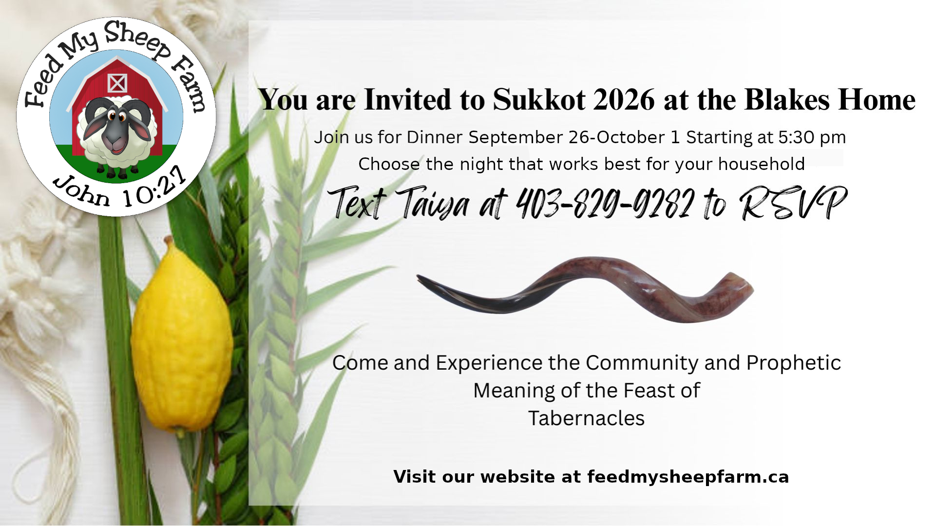 An invitation to the Feast of Tabernacles